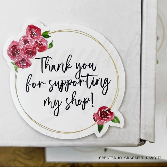 Thank You For Supporting My Shop! - 2" (inches) Sticker - (48ct.) [GD9-48] - Picture 4 of 5